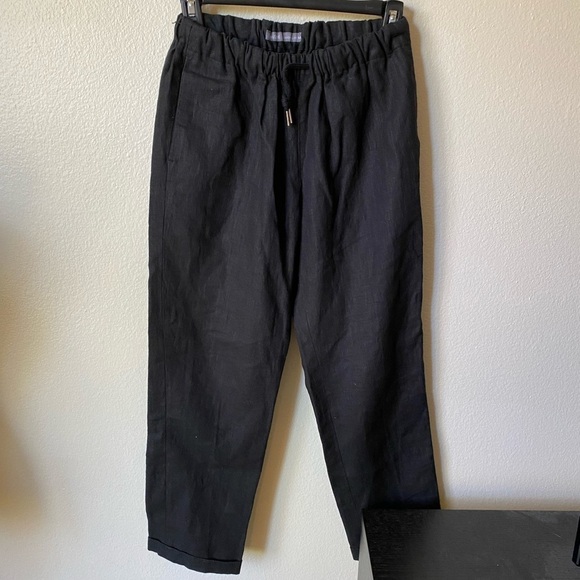 Wozzeck Men’s Linen Jogger Pant Black Size M Tailored Fit Crop - Picture 1 of 8